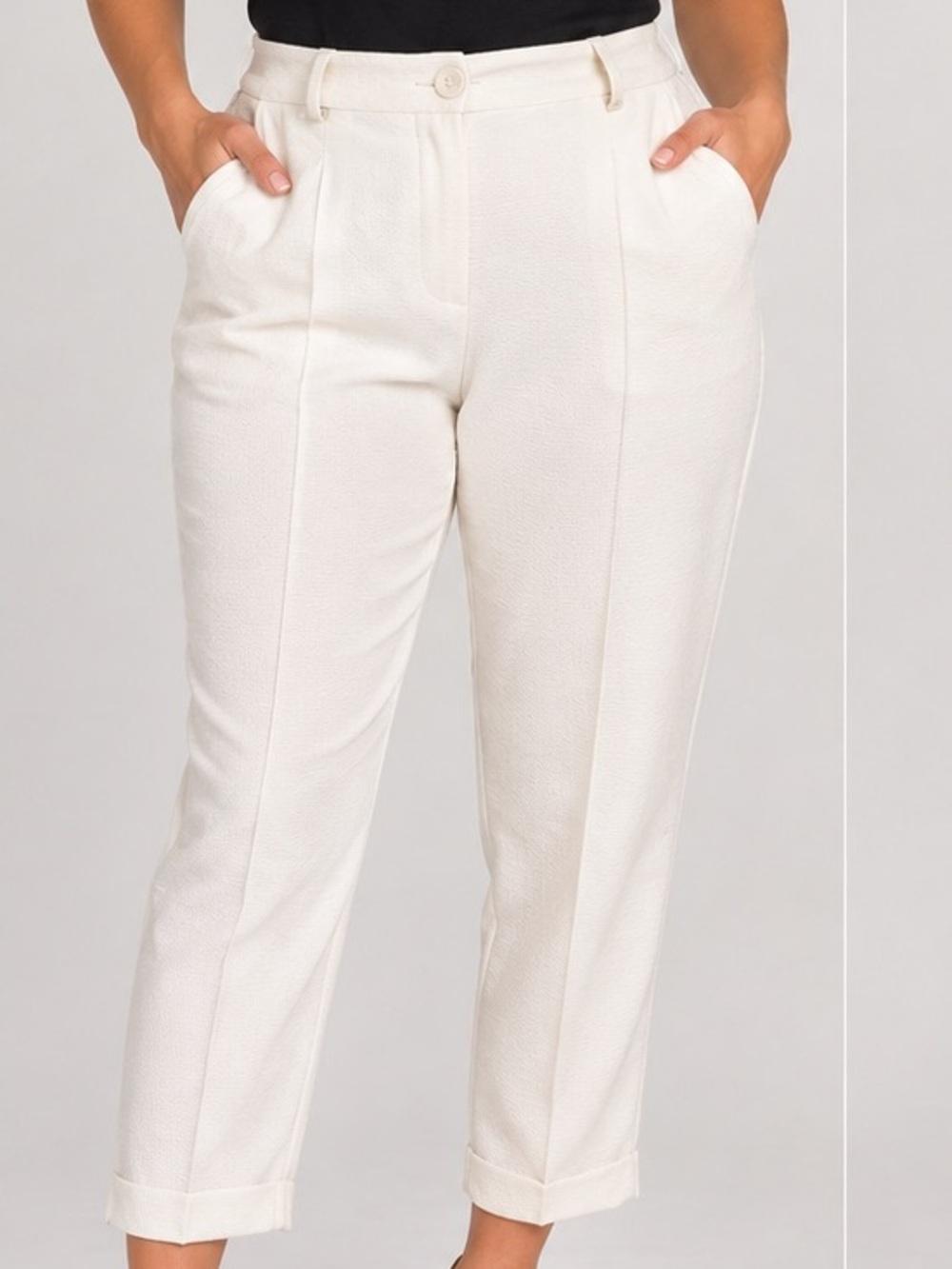 Vince Camuto Ivory Textured Dress Pants